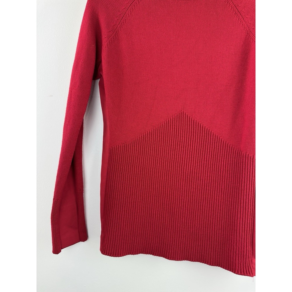 ✨2/$20 Athleta Mesa Sweater Wool Blend Radiant Red Small Raglan Ribbed Crew - Picture 5 of 11